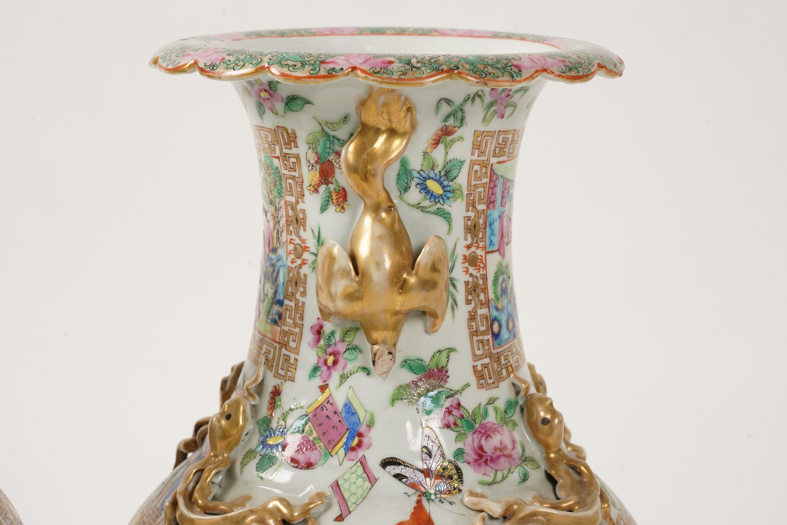 A pair of Chinese famille rose vases, Daoguang period, c.1830